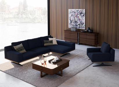Modern Blue Designer Living room Furnishings Upholstered Sofa Luxury Upholstery Textile